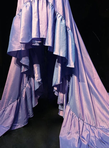 Robes de bal vintage asymétriques bustier satin noir lilas années 90 robe de soirée formelle N2653