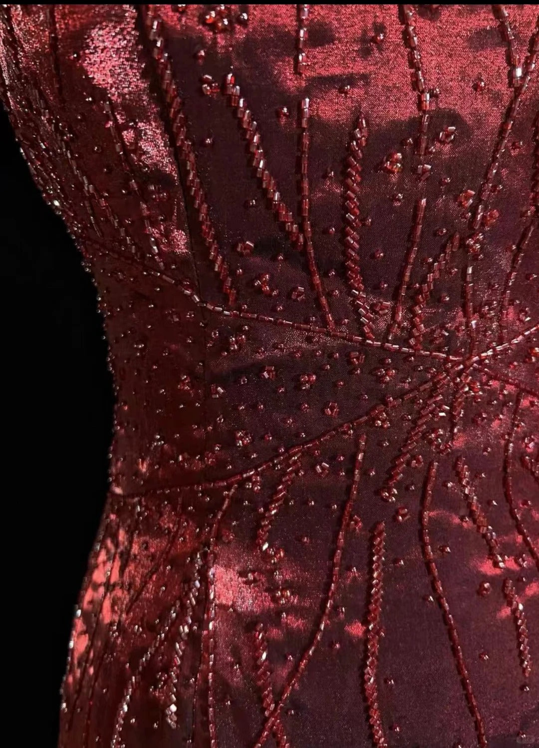 Robes de bal vintage coupe trapèze bordeaux avec paillettes, perles, robe de soirée formelle années 80 RB3278
