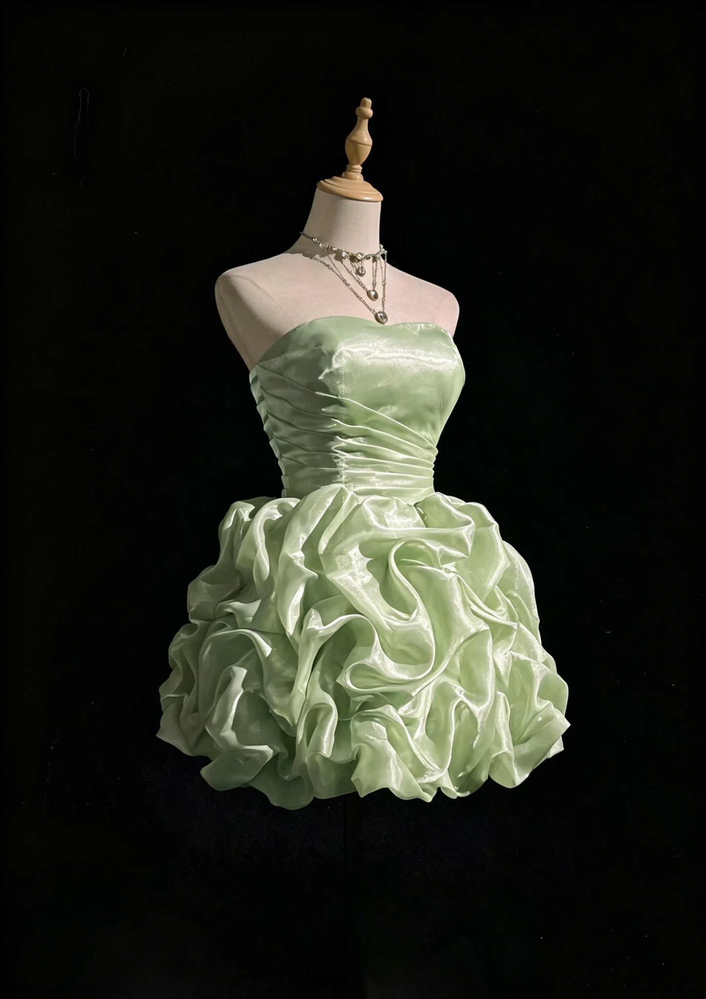 Schlichtes Ballkleid Trägerlos Mintgrün Kurz Mini Partykleid Cocktail Homecoming Kleider N4239