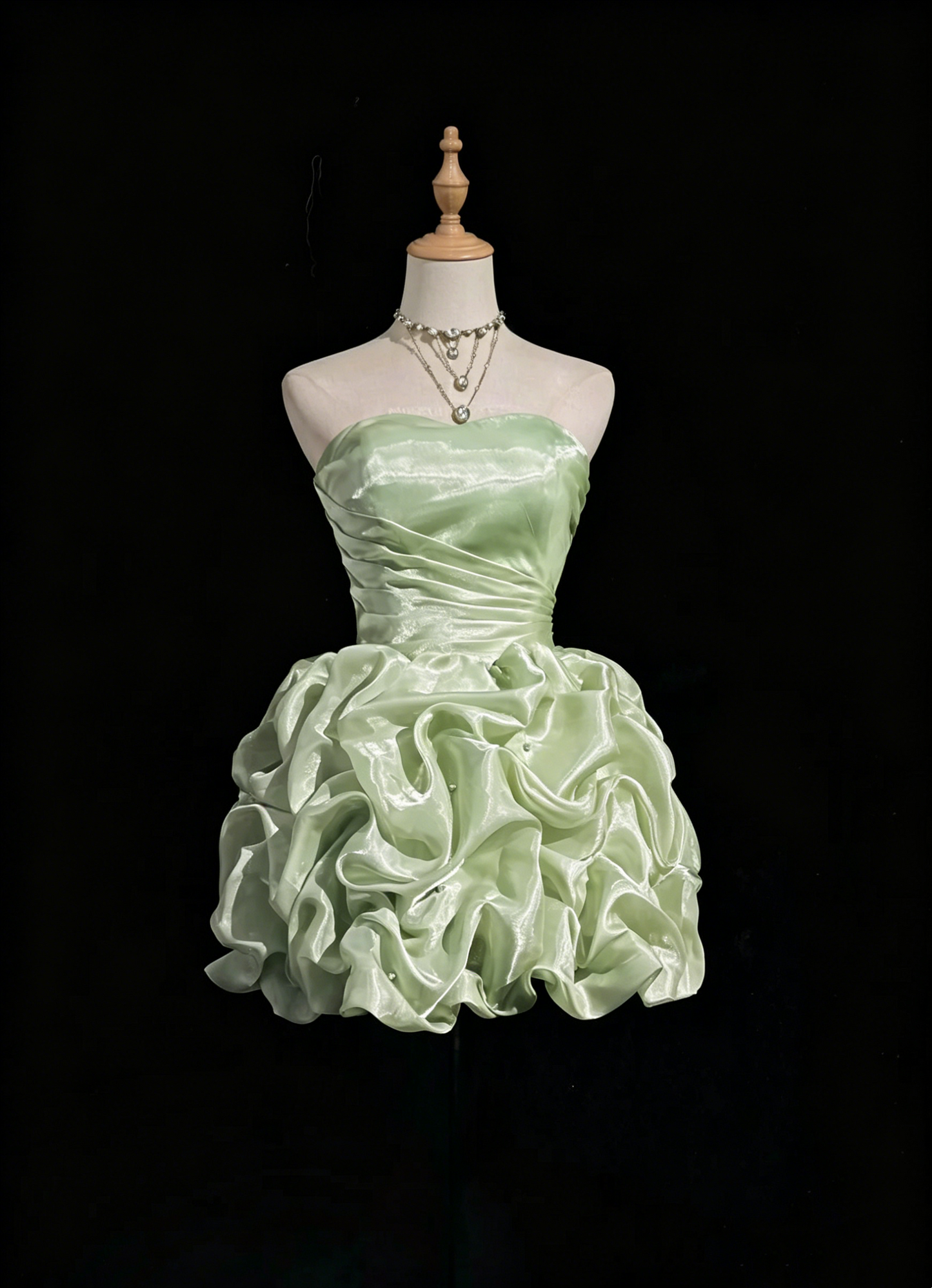 Schlichtes Ballkleid Trägerlos Mintgrün Kurz Mini Partykleid Cocktail Homecoming Kleider N4239