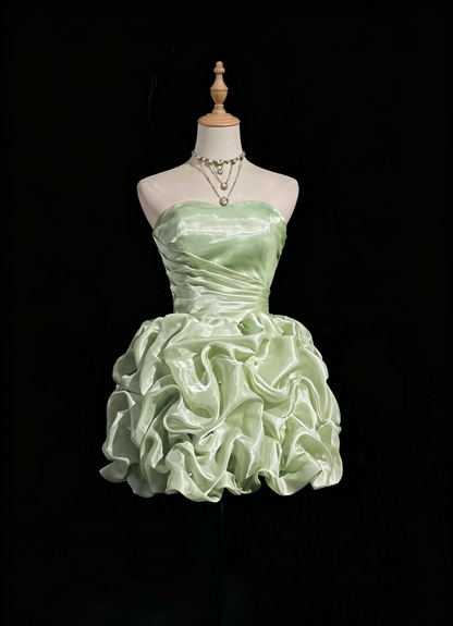 Schlichtes Ballkleid Trägerlos Mintgrün Kurz Mini Partykleid Cocktail Homecoming Kleider N4239