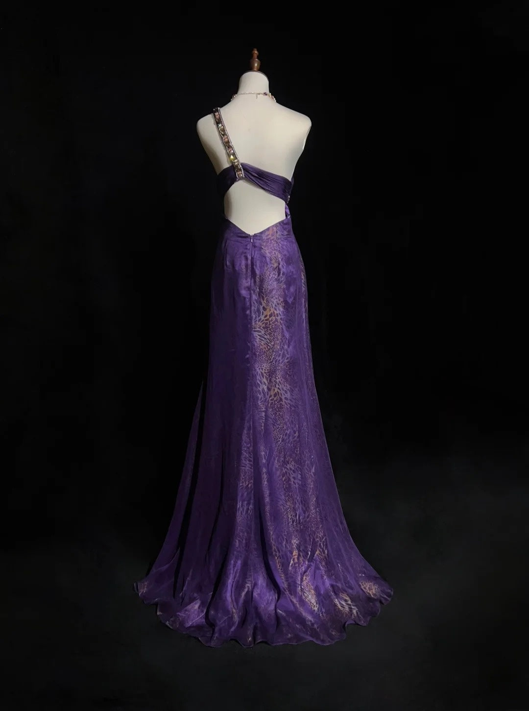Vintage Ballkleid Ästhetik Kleider A-Linie One-Shoulder Lila Chiffon Mit Perlen Lang Formales Tanzkleid N3014