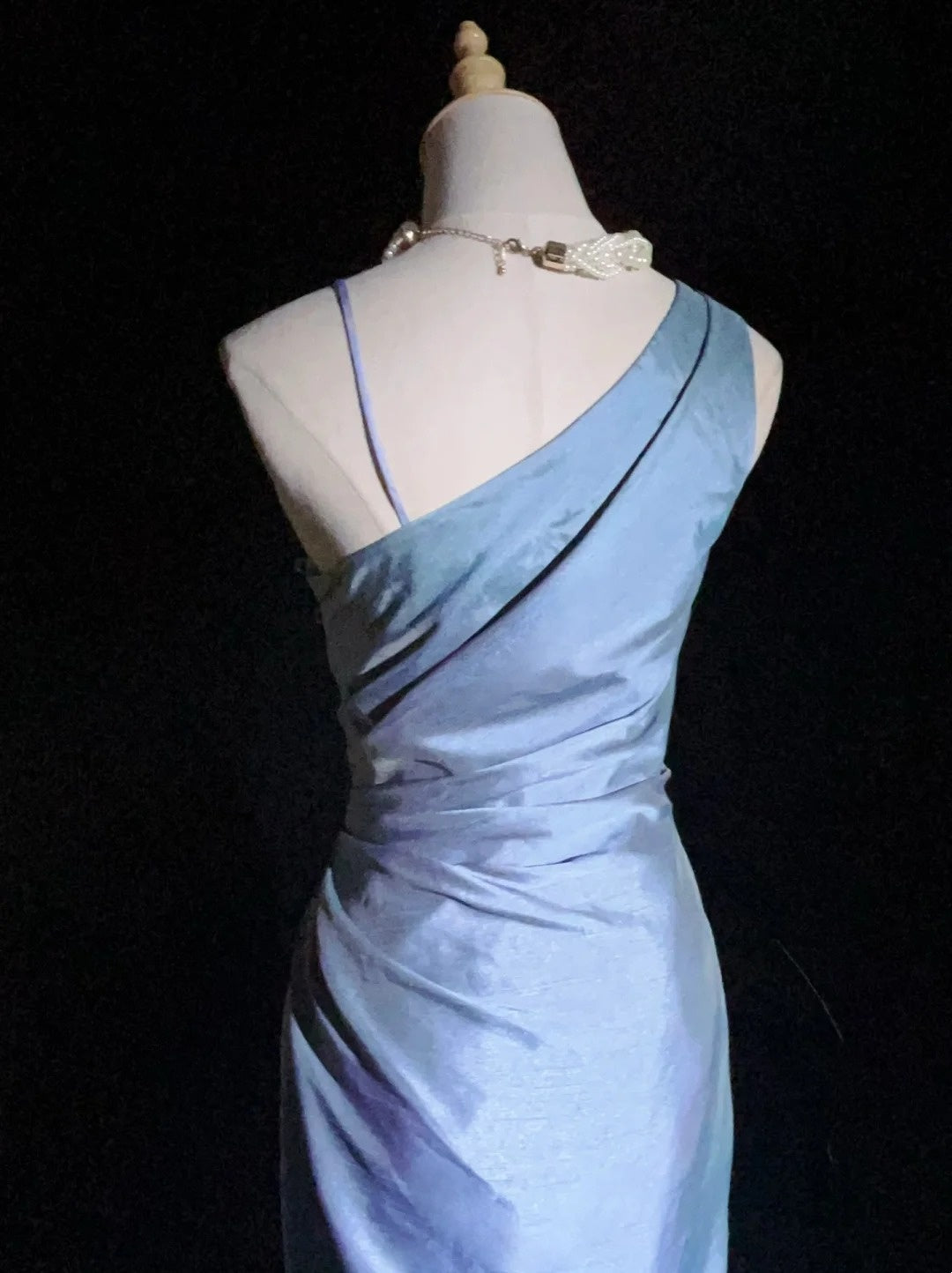 Classy Prom Dresses A Line One Shoulder Lavender Satin With Ruffle Long Formal Gown N2911