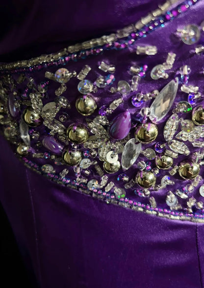 Robes de bal vintage Sirène Bretelles fines Satin années 80 avec perles Dos nu Longue robe de soirée formelle N2515
