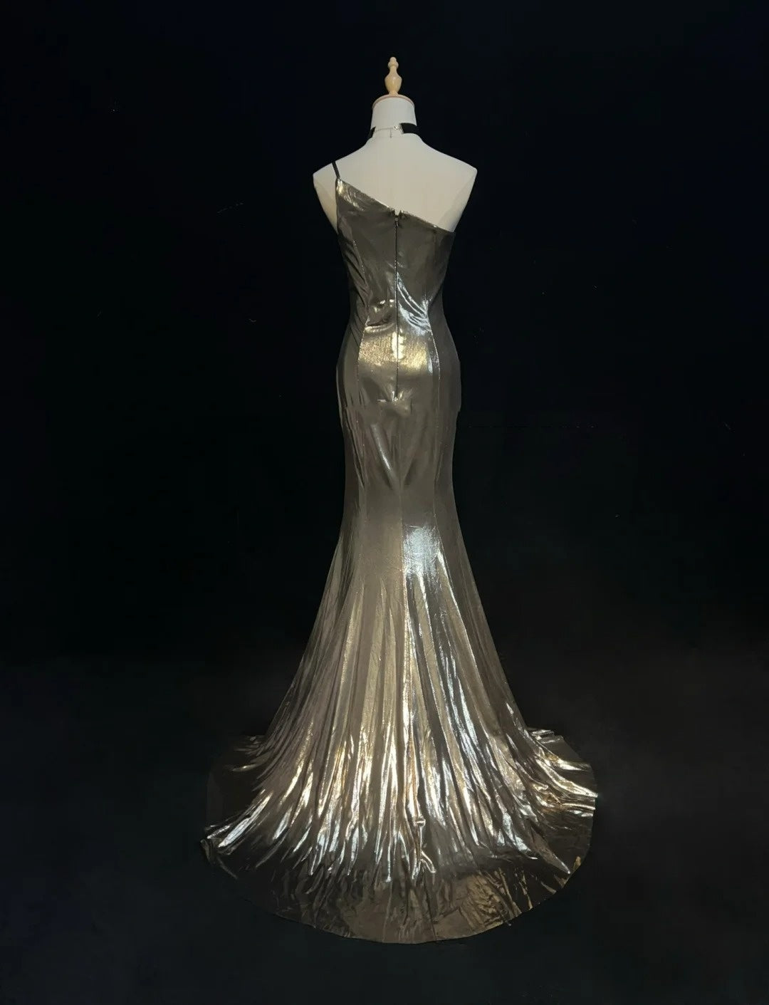 Belles robes de bal sirène asymétrique en satin avec corsage à volants longues tenues de soirée N3370