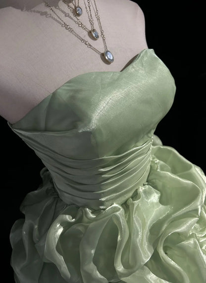 Schlichtes Ballkleid Trägerlos Mintgrün Kurz Mini Partykleid Cocktail Homecoming Kleider N4239