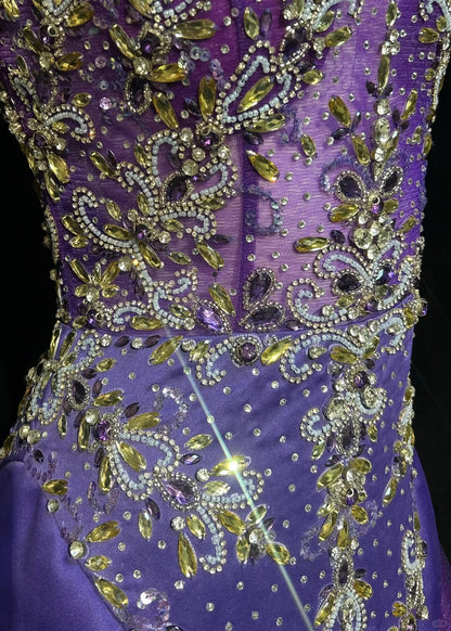 Vintage Prom Dresses 90s Mermaid Scoop Purple Tulle Long With Beading Evening Formal Outfits RB5145