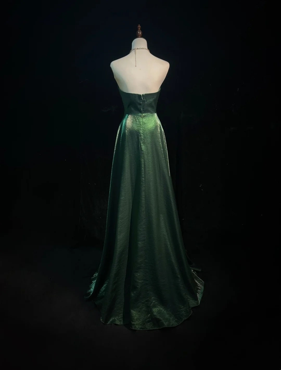 Robes de bal vintage en satin vert foncé en ligne chérie des années 1990 robe de soirée formelle N2656