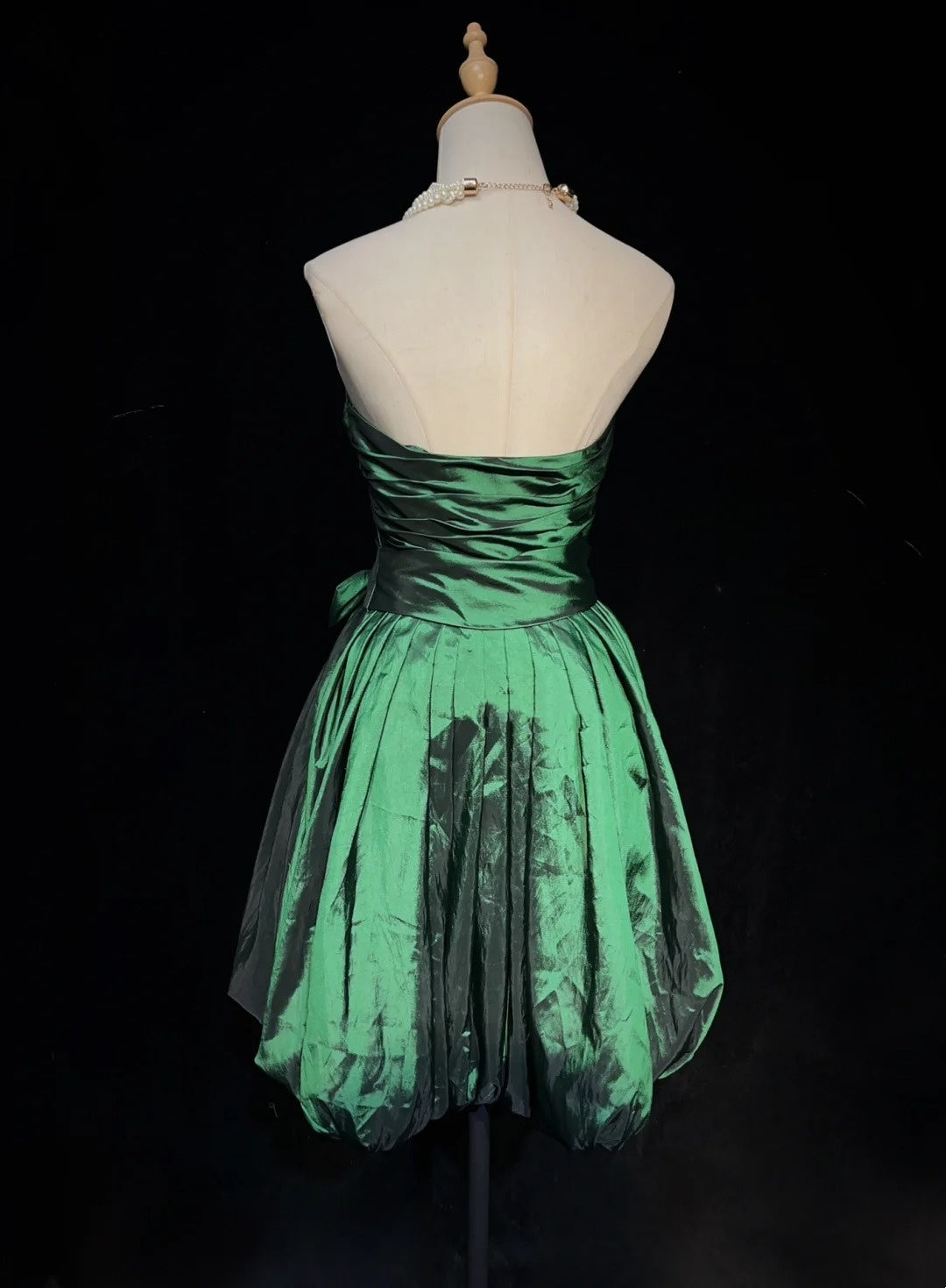 Belles robes de bal bustier vert émeraude, idées pour femmes, courtes robes d'anniversaire, mini tenues de rentrée N3321