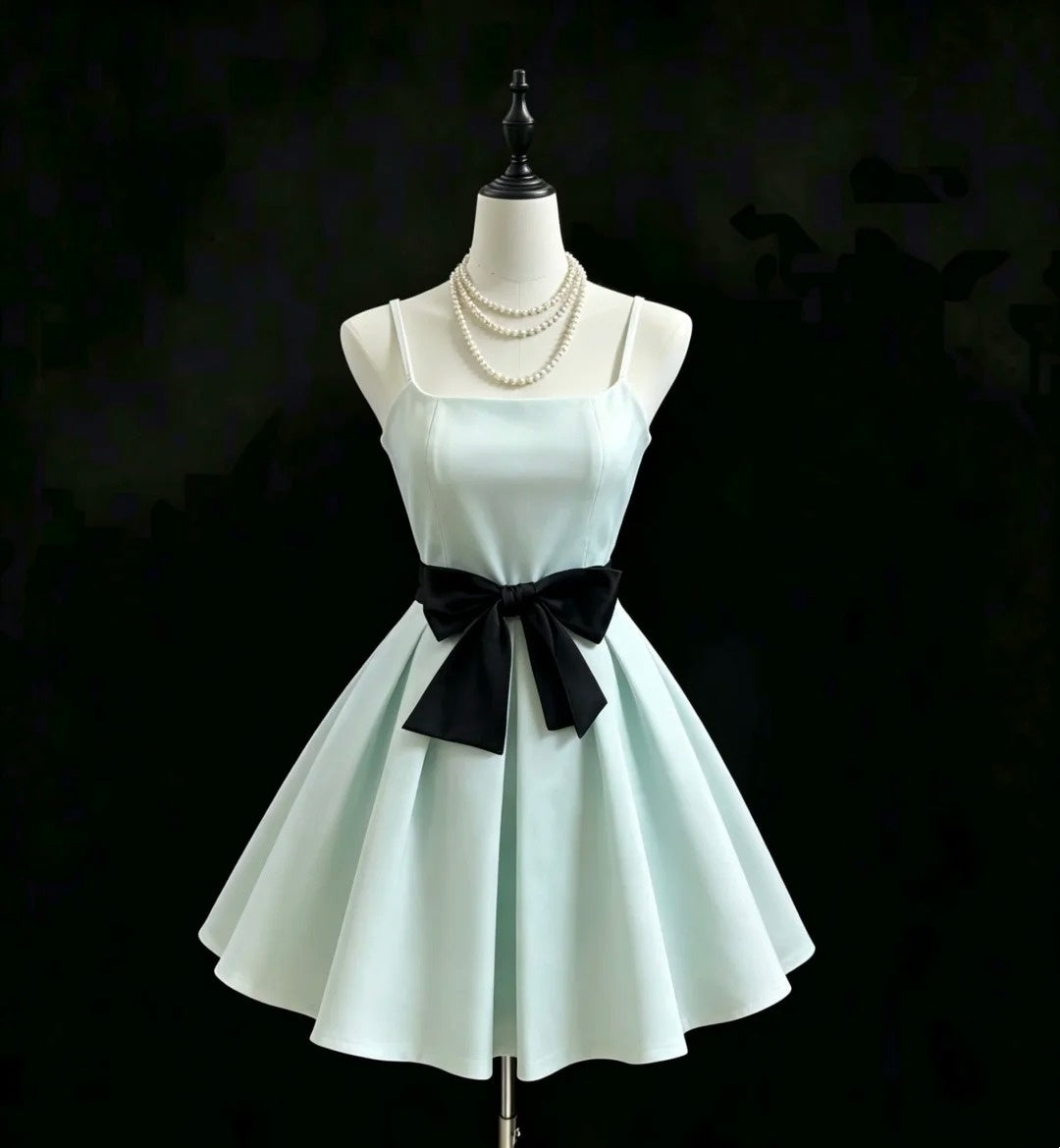Niedliches Ballkleid mit Spaghettiträgern, mintgrün, kurze Abschlusskleider für die 8. Klasse, Inspiration für den Abschlussball, Heimkehrkleid RB3297