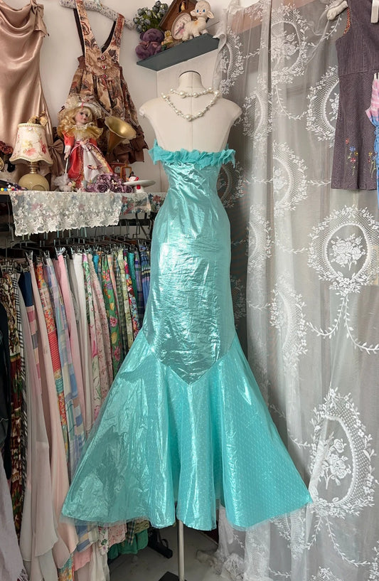 Classy Prom Dresses Mermaid Strapless Blue Sleeveless Formal Evening Outfits N3783