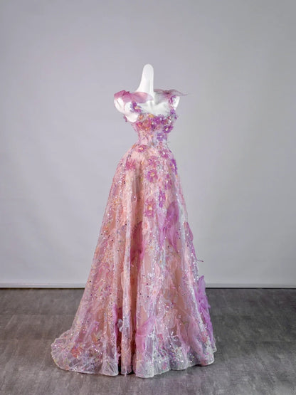Niedliches Ballkleid mit Herzausschnitt, floralem Muster, langes Abendkleid, formelles Abendkleid, Inspiration für ein Abendoutfit N242