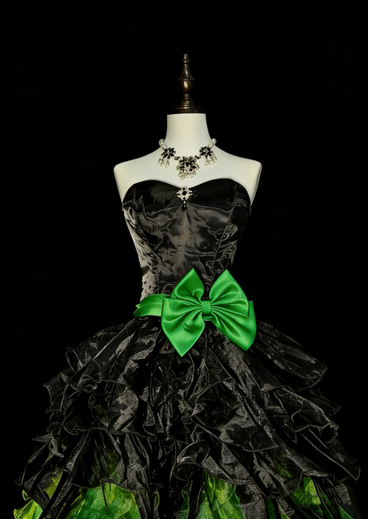 Einzigartiges Ballkleid mit Herzausschnitt, schwarz-grüner Tüll, inspiriert von den 2000er Jahren, Homecoming-Kleider, kurze Inspiration N1365