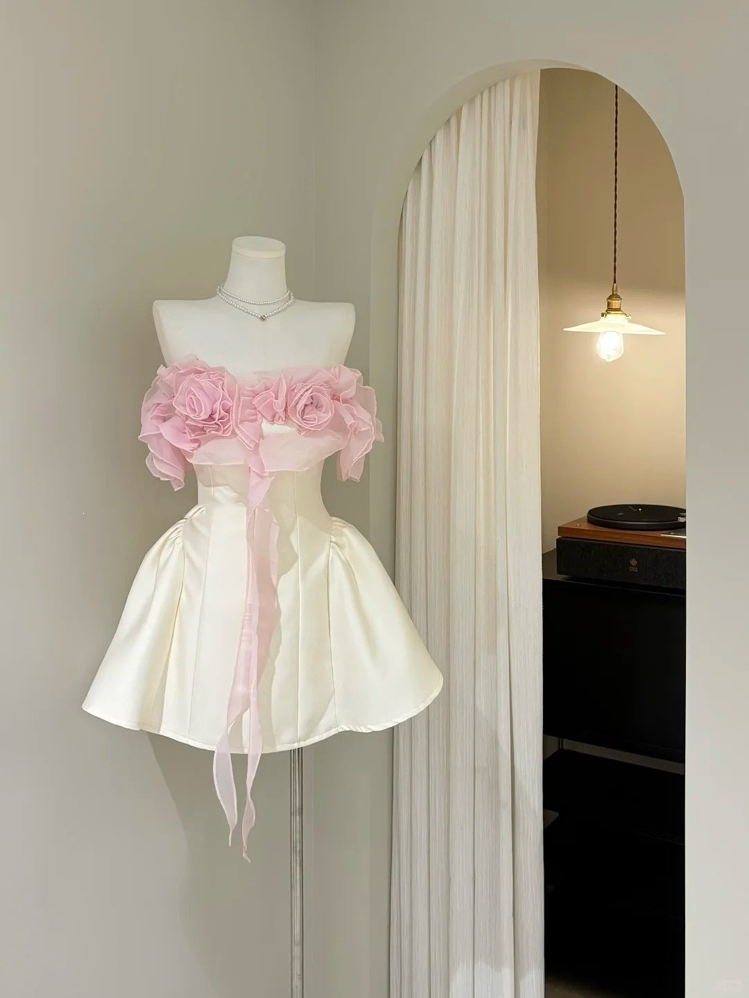 Elegant Ball Gown Strapless Pink With 3D Flowers Ivory Short Cocktail Lolita Homecoming Dresses Ideas Hoco Outfits RB4809