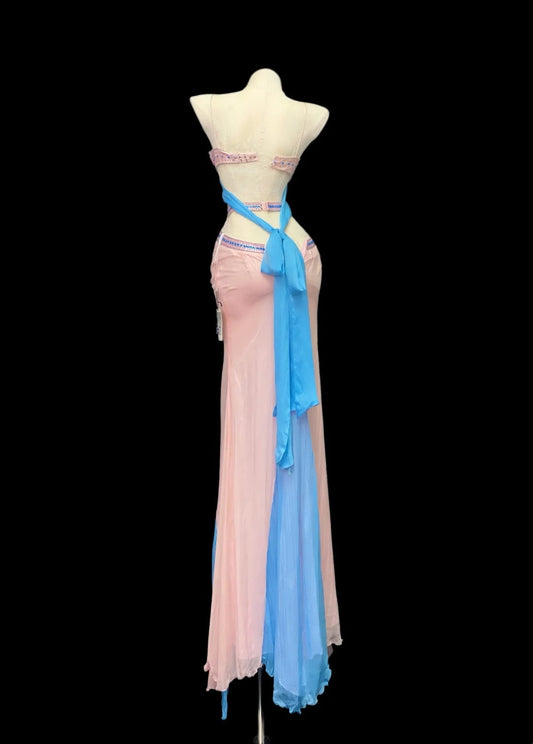 Extravagant Mermaid Spaghetti Strap Pink High Low Long Prom Dresses Inspo Evening Outfits RB4017