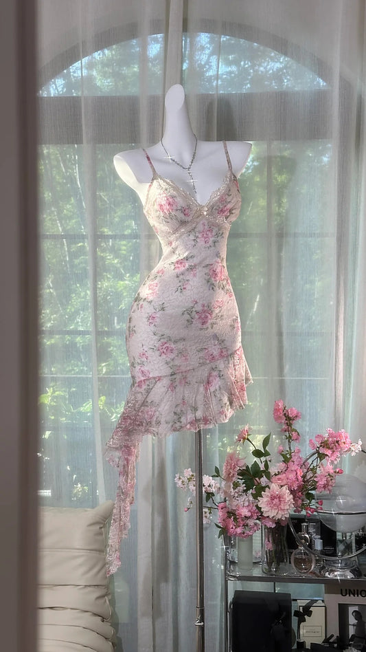 Cute Sheath Spaghetti Strap Floral Chiffon Ideas For Women Short Birthday Dress Homecoming Outfits N3527