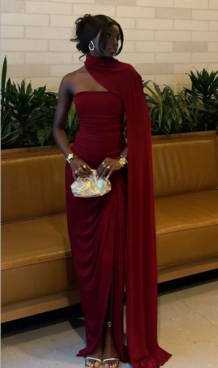 Elegantes, stilvolles burgunderrotes Maxikleid aus Chiffon, langes formelles Partykleid mit Schlitz, Geburtstagsoutfit AB2308