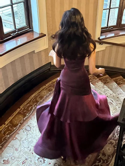 Elegant And Chic Asymmetrical Ruffle Cami Dresses Fashion Women Plain Party Prom Evening Modest Birthday Wedding Guest Dress AB956