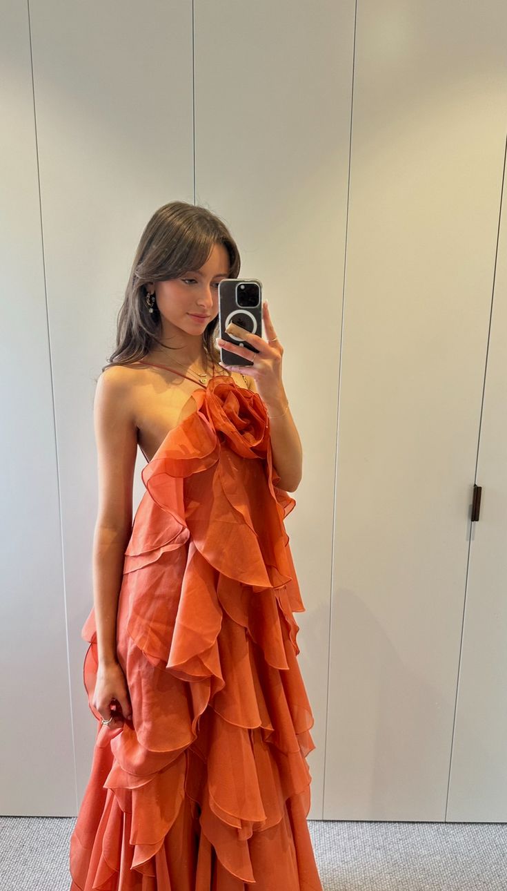 Robe longue de plage superposée à volants Femme, Robe de soirée longue moulante sans manches dos nu à fleurs 3D N2351