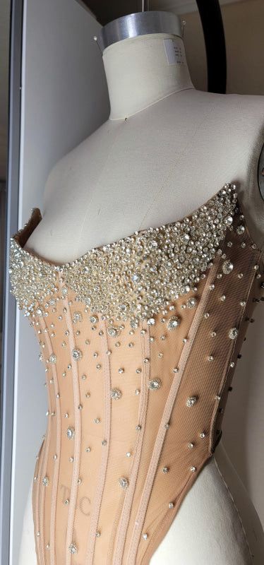 Robe de bal de luxe sirène à corset brodé de perles de cristal - Tenue pour un 20e anniversaire N876