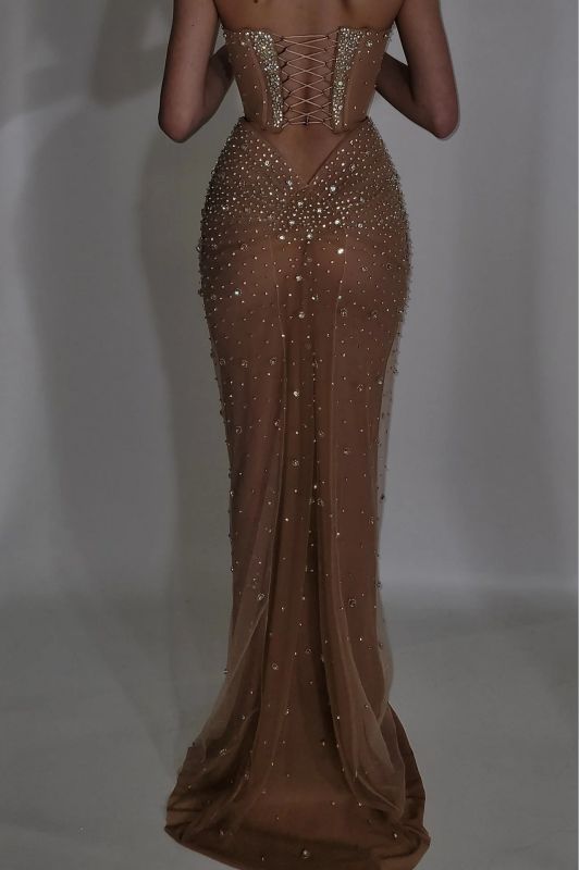 Robe de bal de luxe sirène à corset brodé de perles de cristal - Tenue pour un 20e anniversaire N876
