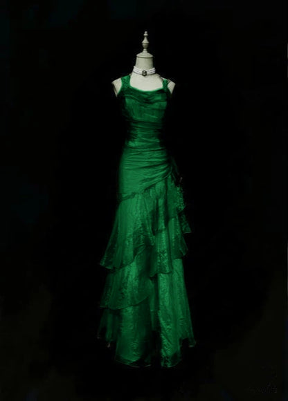 Robe de bal longue en tulle vert, sexy, à bretelles sirène, tenue de soirée pour 21e anniversaire, robe de remise de diplôme, RB966