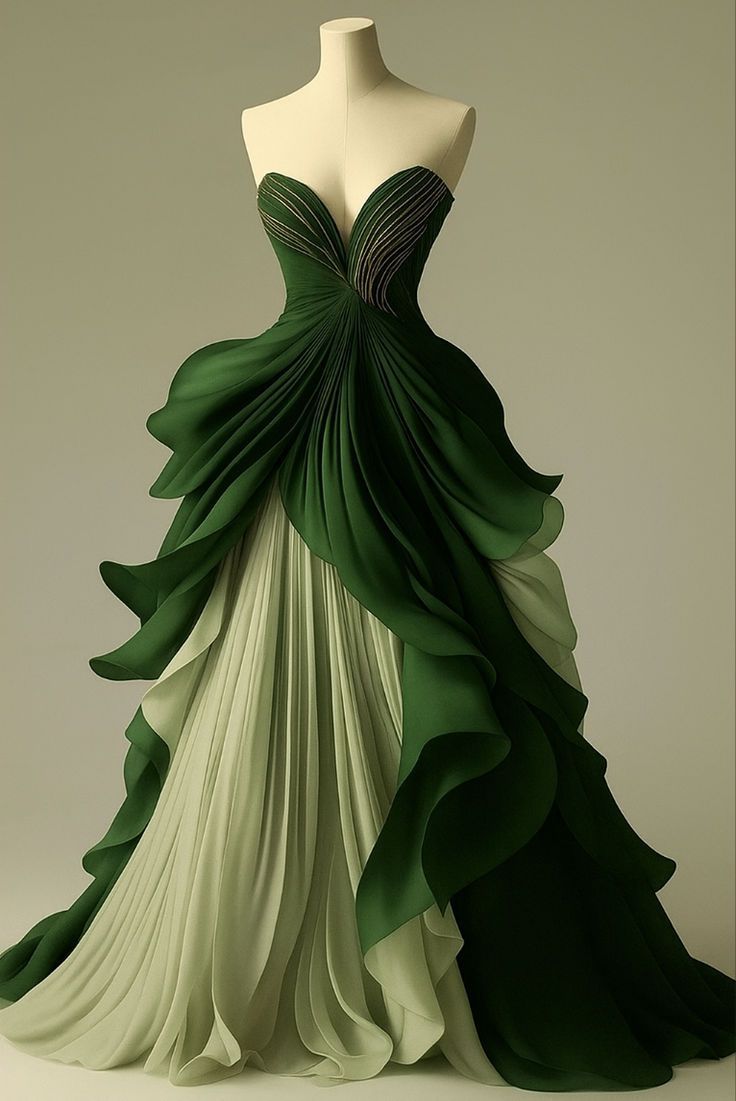 Robe de bal sexy bustier vert mousseline couches à plusieurs niveaux robe de soirée robe de bal pour 18ème anniversaire N2785