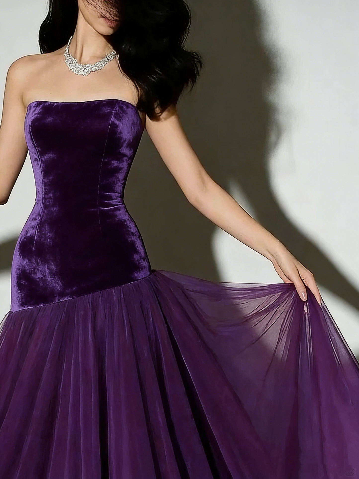 Vintage Mermaid Strapless Burgundy Tulle Long Prom Dresses For Teens Formal Dress 20th Birthday Outfits Prom Gown RB1628