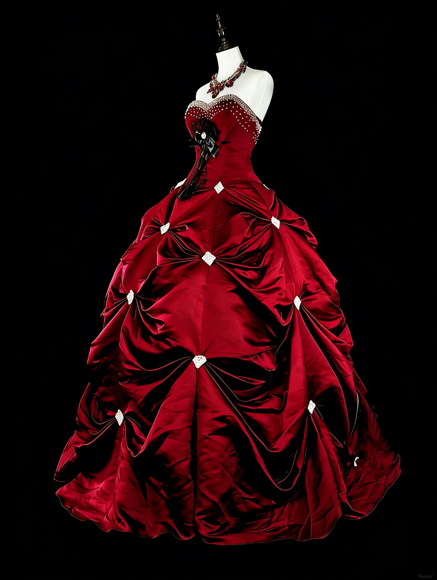 Vintage Ballkleid mit Herzausschnitt, burgunderrot, gestuft, Sweet 16 Kleider, Quinceañera Kleid, lang, Vestidos De Fiesta N1827