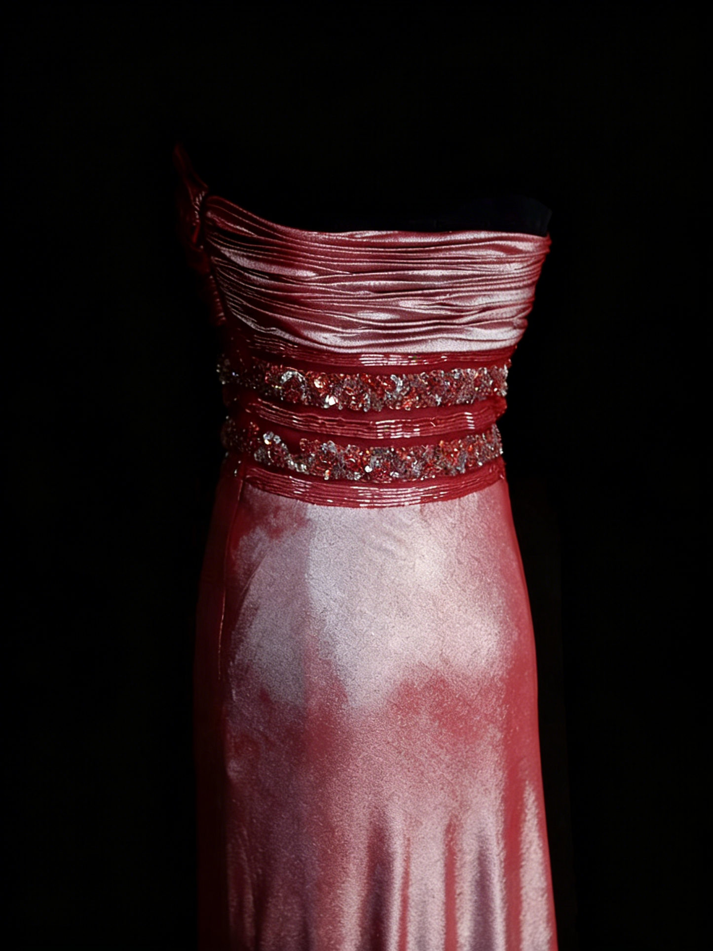 Robe de bal longue sirène élégante en satin rose, décolleté cœur, pour lycéennes, N1247