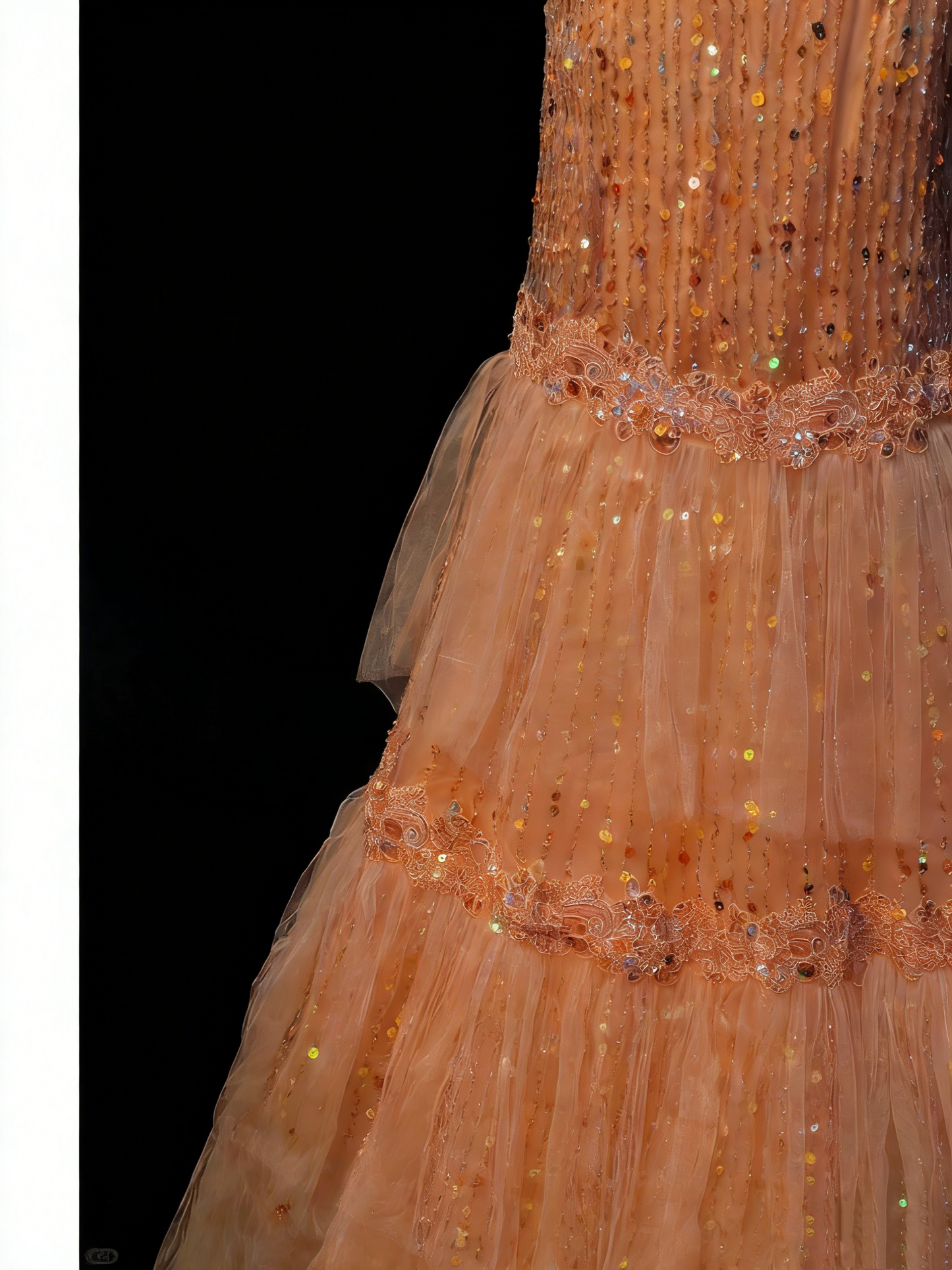 Robe de bal de fin d'année longue en tulle orange à décolleté cœur, style sirène, avec volants et superpositions, pour adolescentes (N1189)