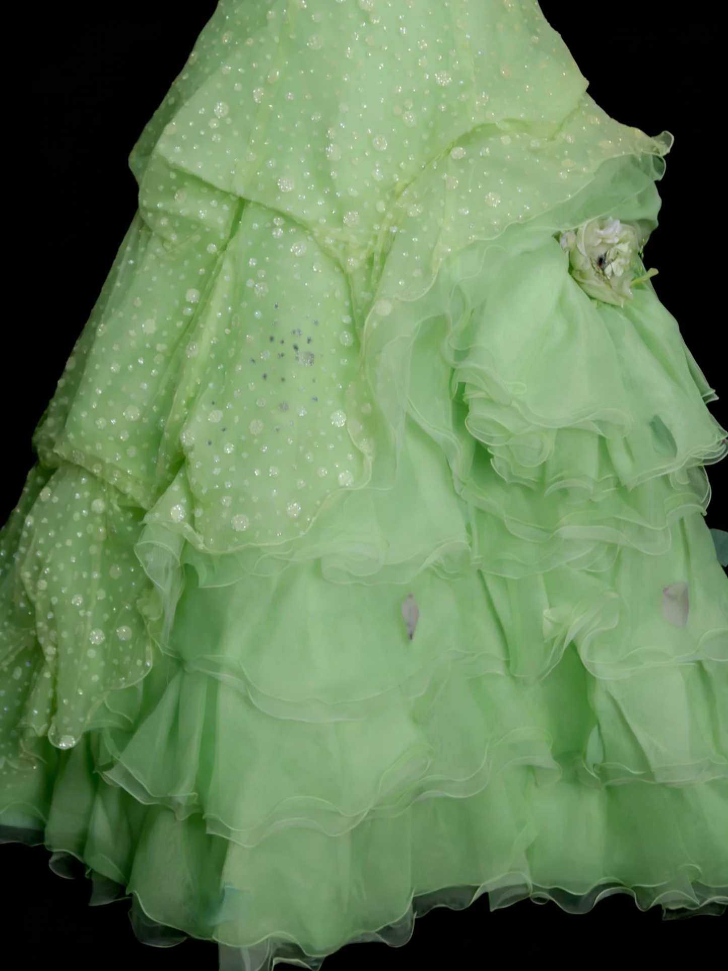 Elegantes Ballkleid mit Herzausschnitt aus grünem Organza im Stil der 80er Jahre – Inspiration für lange Abendkleider, Partykleider, Vintage-Kleid für den 16. Geburtstag (N1311)