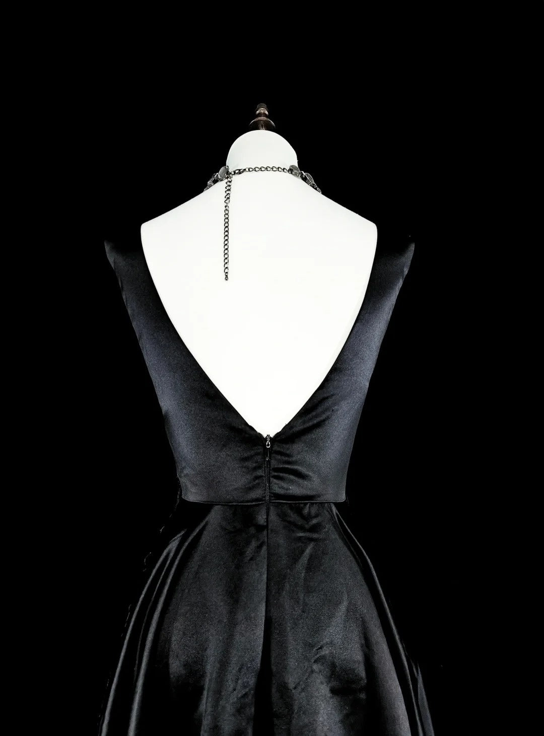 Vintage Abschlussballkleider Ästhetisch A-Linie Rundhals Schwarz Tüll mit Applikationen Langes Abendkleid N2158