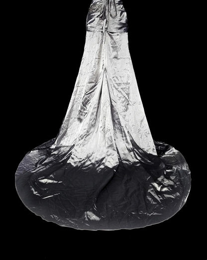 Vintage-Abendkleider, ästhetisches Meerjungfrauen-Trägerloses silbergraues Taftkleid, klassisches Partykleid N2001