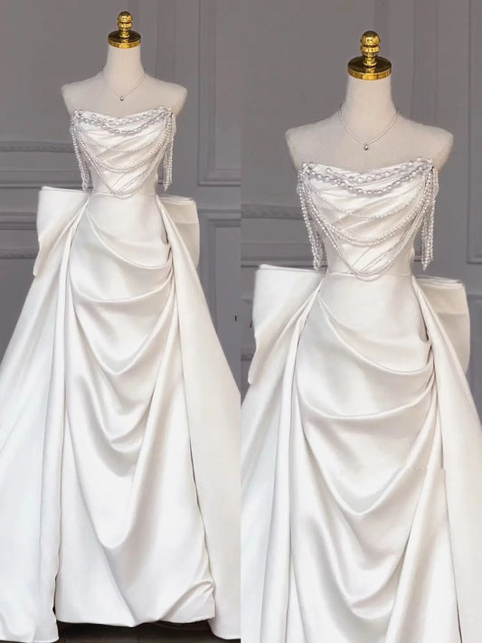 Wedding Gowns Dresses Elegant Modest for Bride Mermaid Strapless With Bow-knot Petite/Plus Size Bridal Gowns For Women's Wedding AB1501