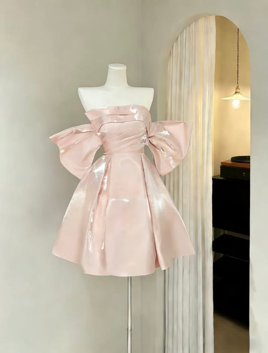 Pretty A line Strapless Blush Pink Graduation Inspo Short 15th Birthday Outfits Homecoming Dresses RB3172