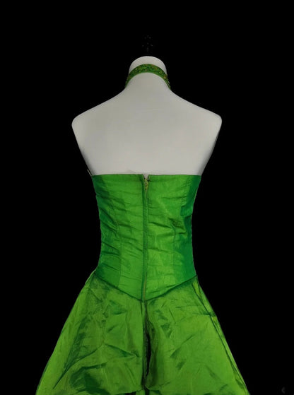Robe de bal vintage esthétique sirène rétro années 50, longue robe de soirée verte à licou N2020