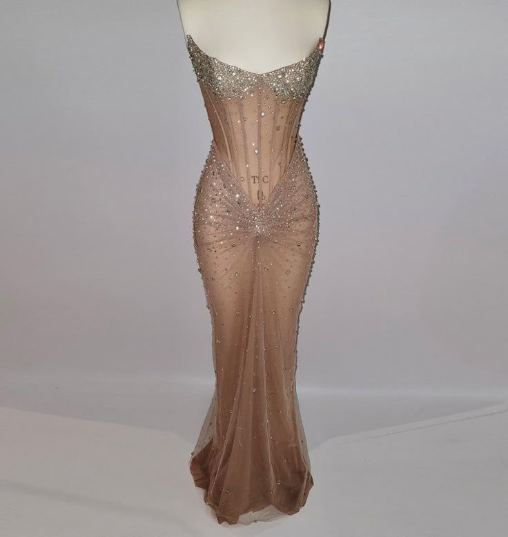 Robe de bal de luxe sirène à corset brodé de perles de cristal - Tenue pour un 20e anniversaire N876