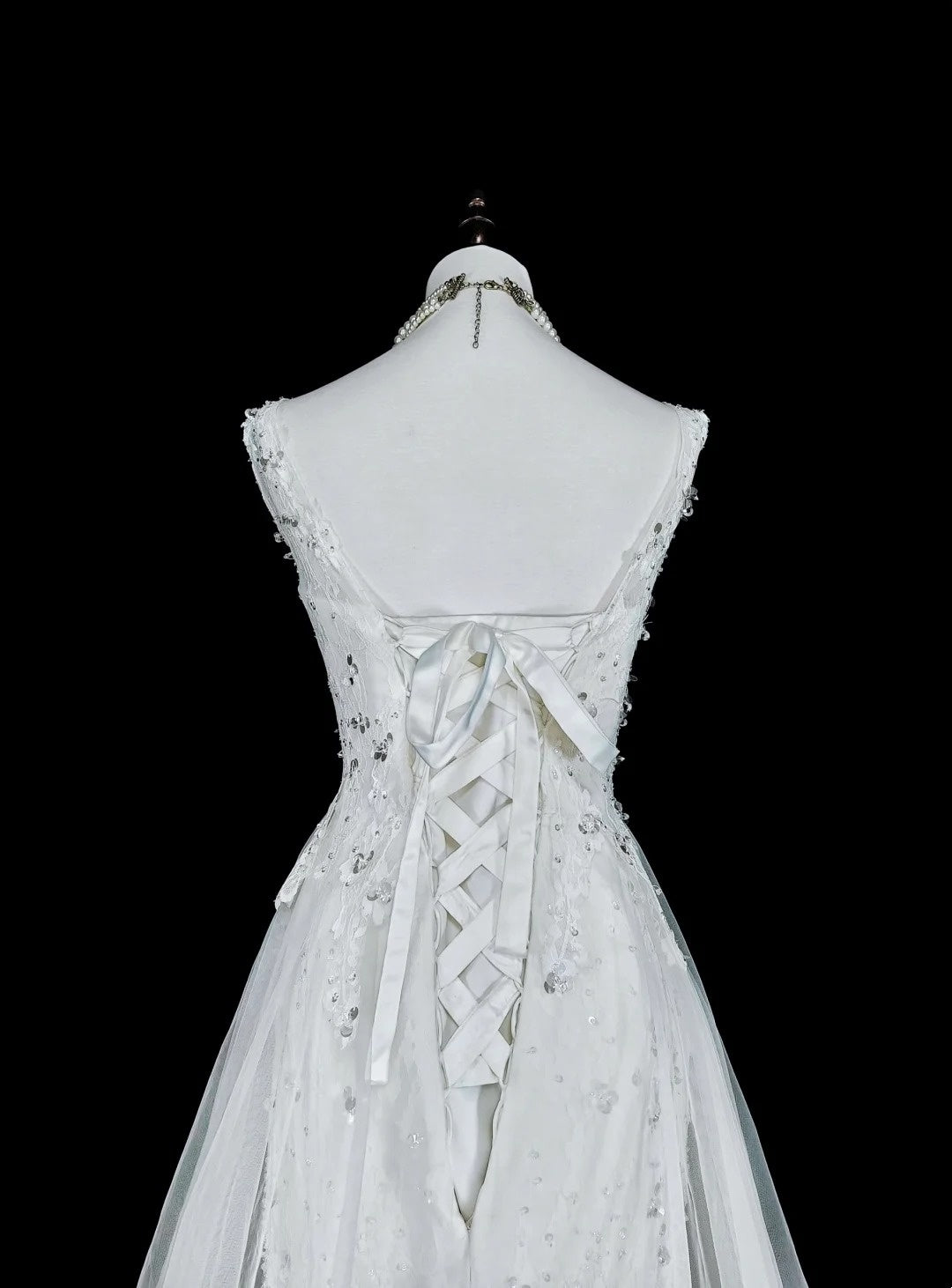 Vintage Abschlussballkleider Ästhetik 1950er Jahre Retro Meerjungfrau Weiß Tüll Spitze Langes Partykleid N2367