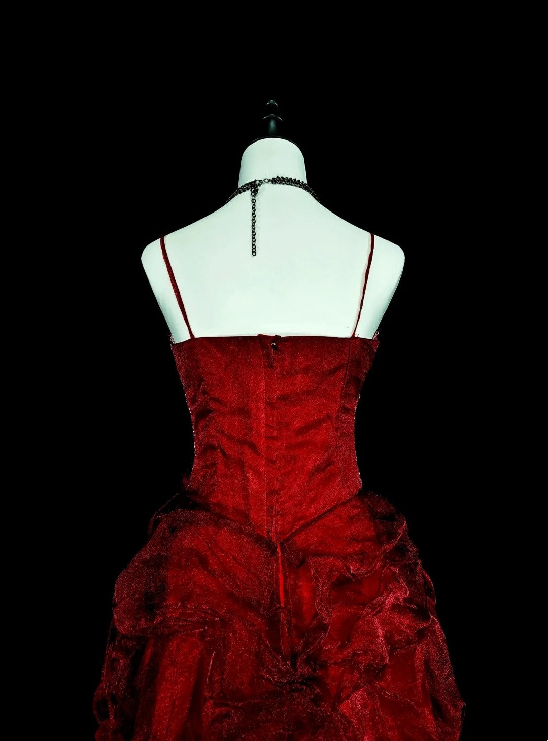 Elegant Ball Gown Spaghetti Strap Burgundy Tulle Inspiration Long Prom Dresses Party Dress N1843