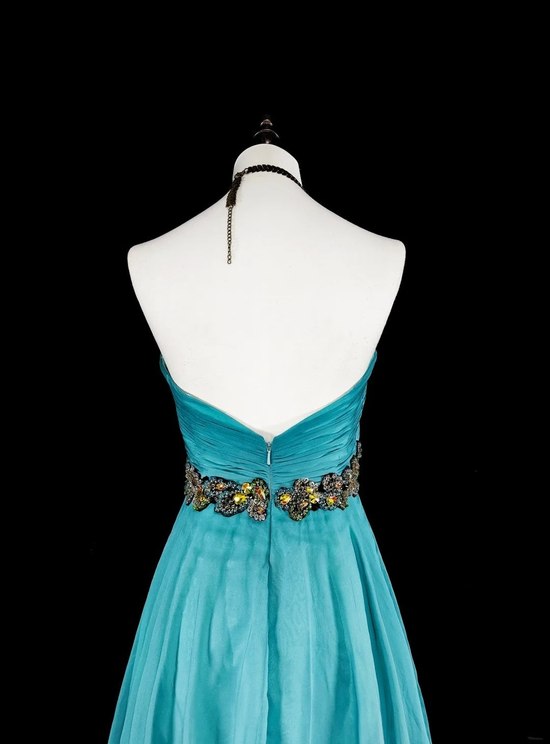 Vintage-Abendkleider im Stil der 1950er Jahre: Elegantes, meliertes, blaues A-Linien-Kleid mit Perlenbesatz (Modell N2006)