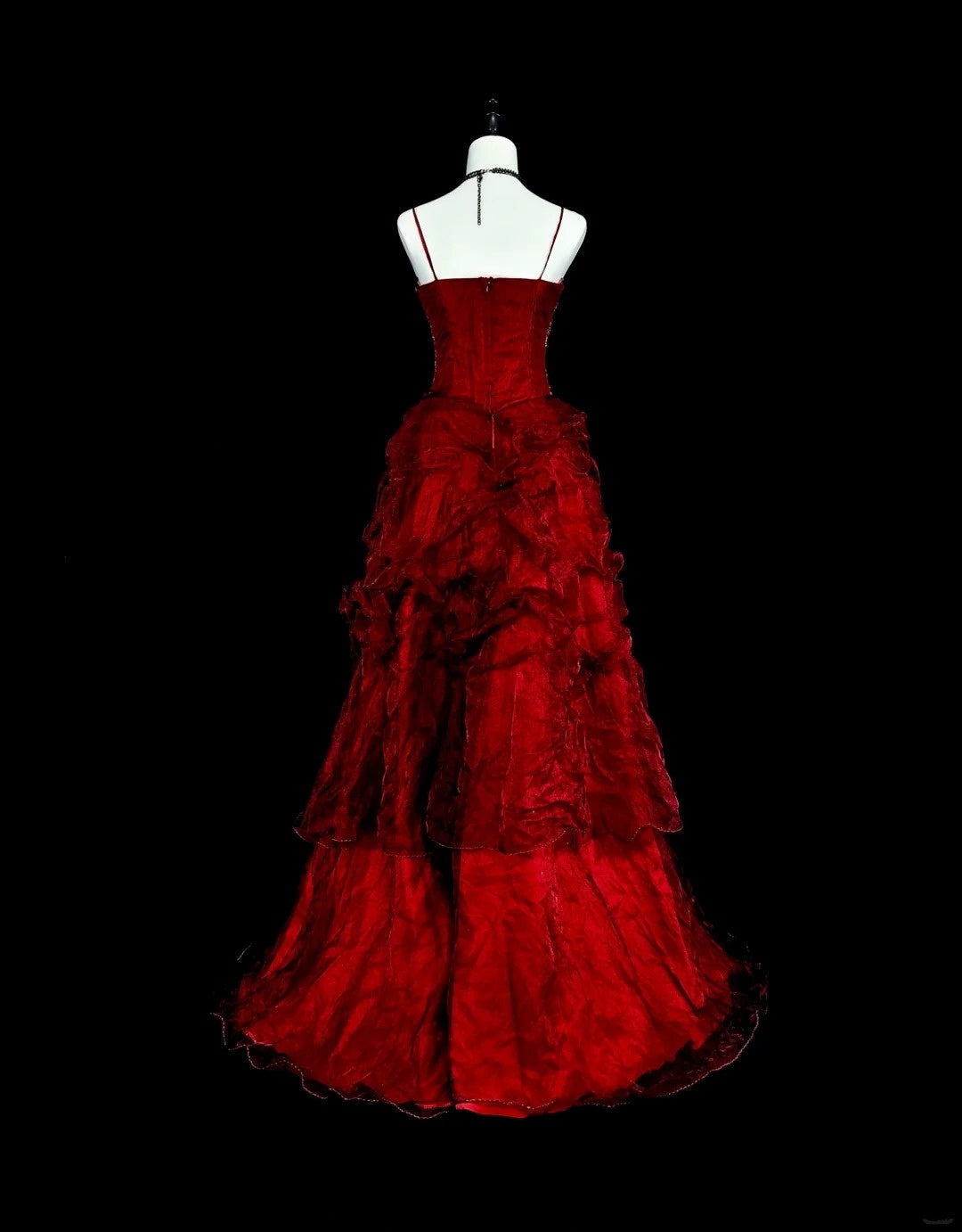 Elegant Ball Gown Spaghetti Strap Burgundy Tulle Inspiration Long Prom Dresses Party Dress N1843