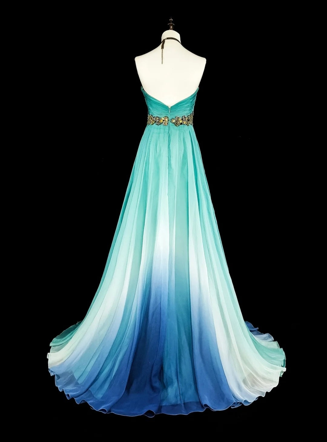 Vintage-Abendkleider im Stil der 1950er Jahre: Elegantes, meliertes, blaues A-Linien-Kleid mit Perlenbesatz (Modell N2006)