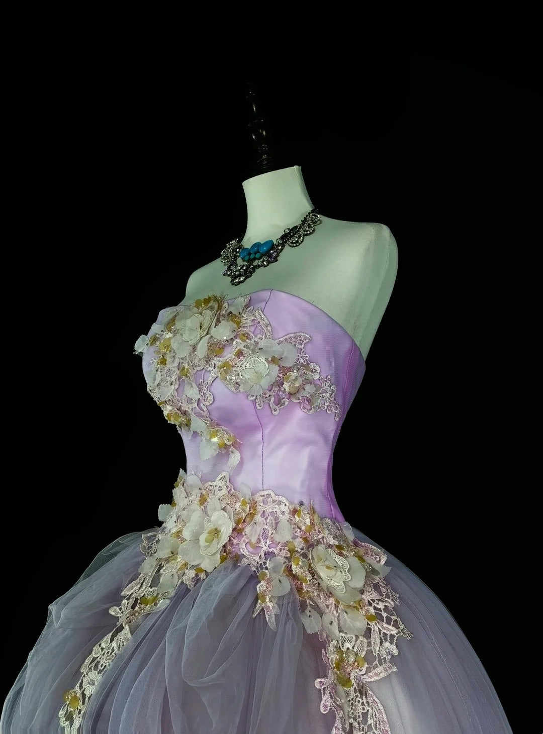 Robes de bal de promo vintage, bustier lilas avec appliqués 3D, robes de soirée longues des années 2000 N2380