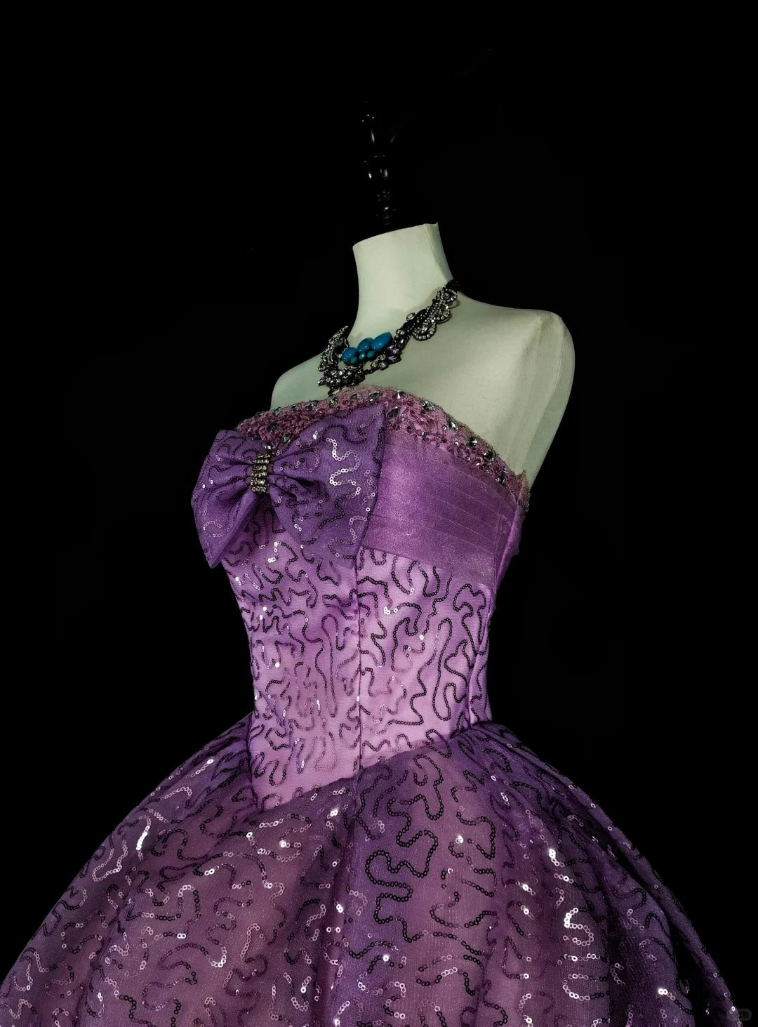 Belles robes de bal pour le bal de fin d'année, en tulle violet, bustier, avec nœud, longues tenues de soirée N3421