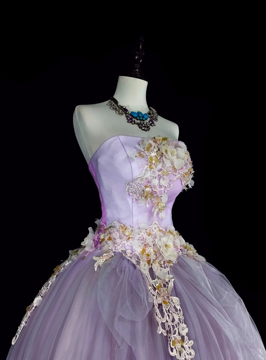 Robes de bal de promo vintage, bustier lilas avec appliqués 3D, robes de soirée longues des années 2000 N2380