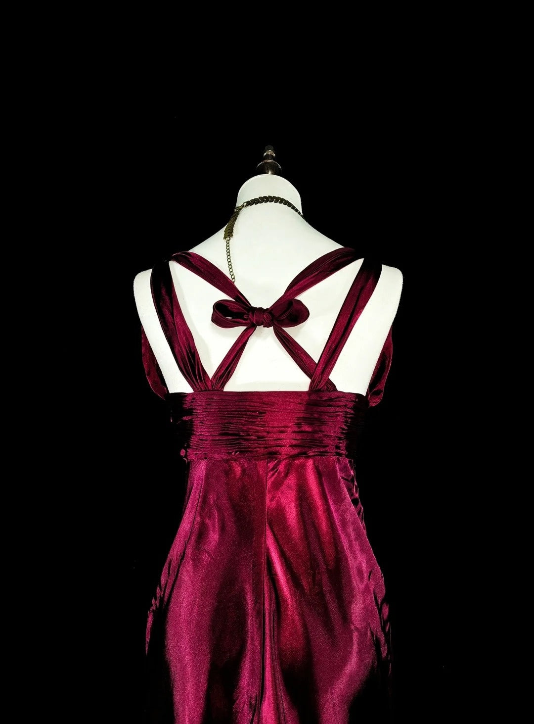 Vintage Meerjungfrauen-Abendkleid mit V-Ausschnitt, dunkelrot-burgunderfarbenem Satin mit Perlenstickerei, langes Ballkleid, Partykleid, Modekleid N1829