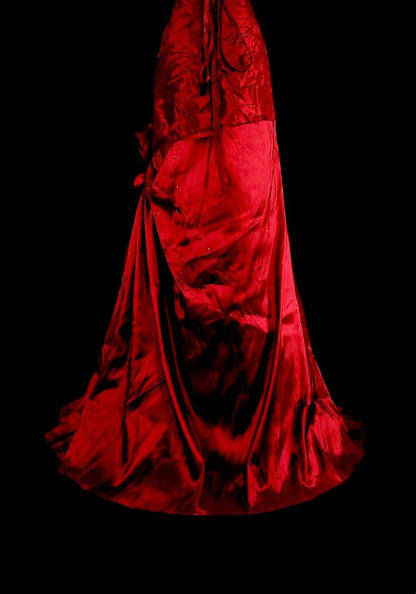 Vintage Abschlussballkleider Meerjungfrau Sweetheart Burgunderrot Satin mit Perlen Falten Langes Abendkleid N2385