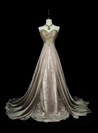 Robe de bal longue sans manches en satin rose satiné, coupe trapèze, style années 80, référence N1432