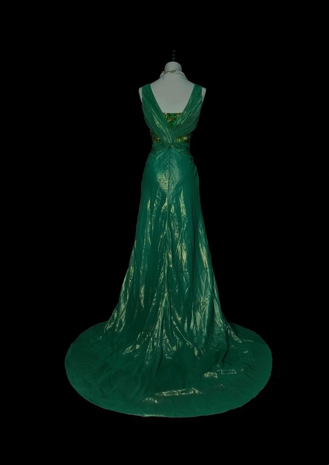 Vintage Mermaid V Neck Dark Green 90s With Ruffles Beaded Long Summer Prom Dresses Senior High Schools Formal Party Dress N1427